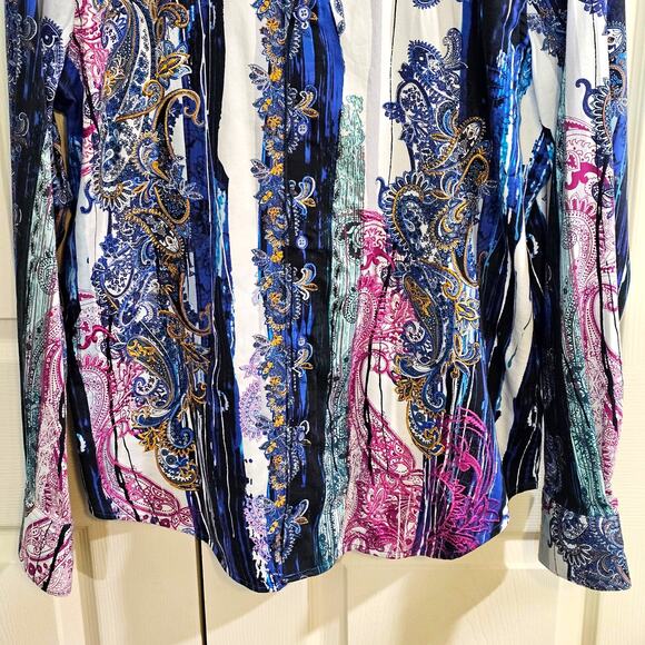 Robert Graham XL Shirt Maximalist Vintage Designer Paisley Stripe Embroidery - Picture 4 of 10